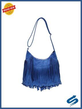 Vintage Suede Fringe Hobo Bag Tote Shoulder Crossbody Purse